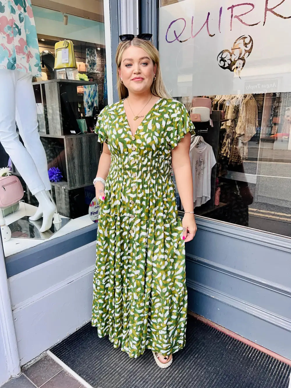 Hallie Foil Maxi Dress GREEN - Dress