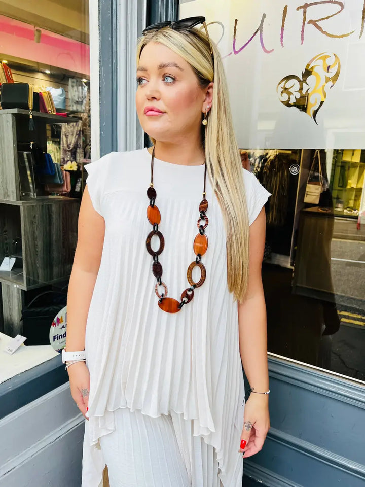 Hallie Hi-Low Pleated Top CREAM