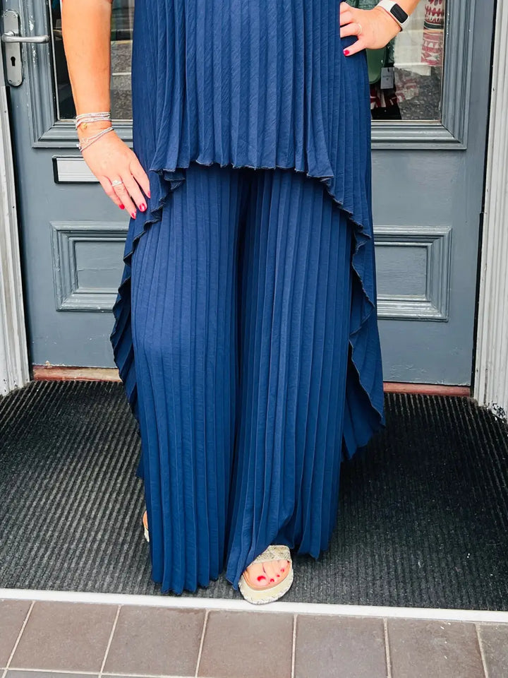 Hallie Pleated Wide Leg Trousers NAVY