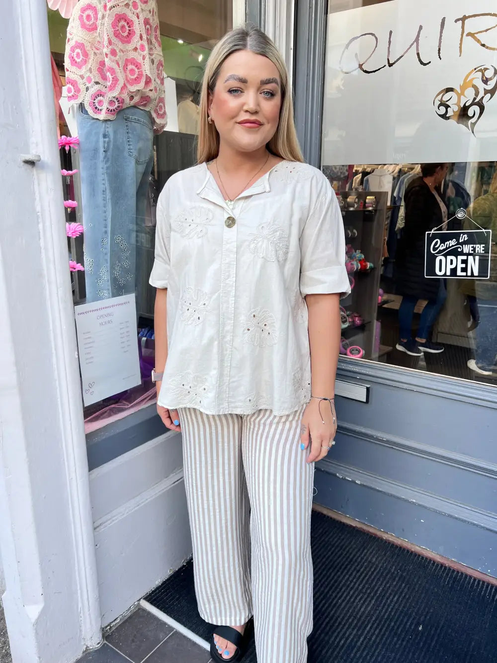 Hayley Striped Wide Leg Trousers MOCHA - Trousers