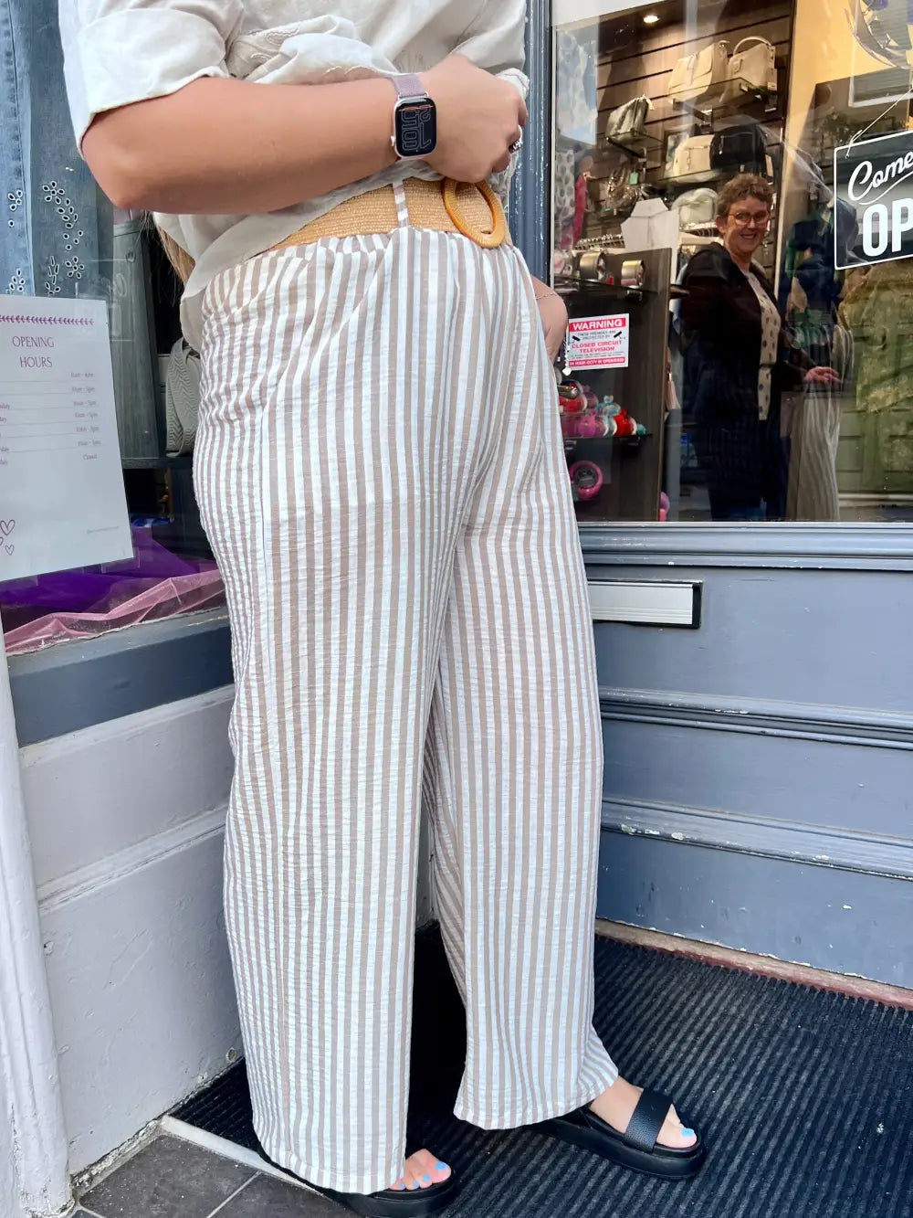 Hayley Striped Wide Leg Trousers MOCHA - Trousers