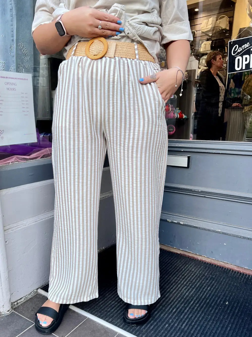 Hayley Striped Wide Leg Trousers MOCHA - Trousers