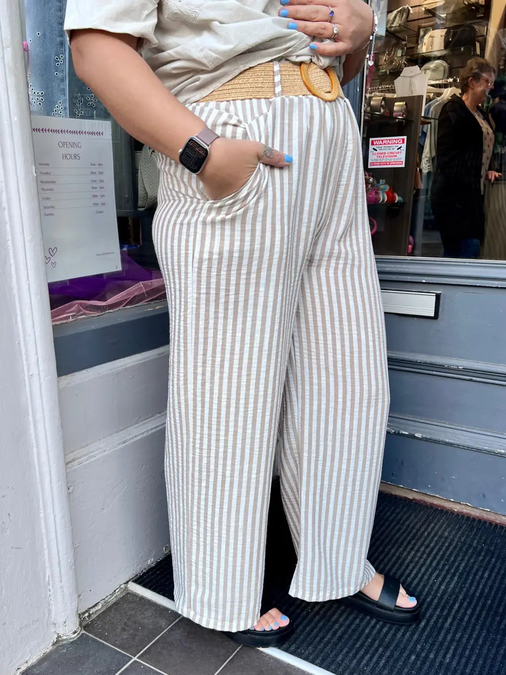 Hayley Striped Wide Leg Trousers MOCHA - Trousers