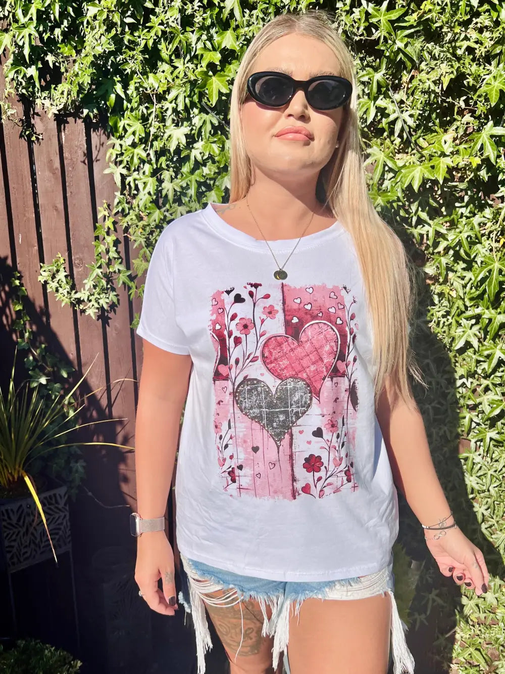 Heart Studded T Shirt PINK