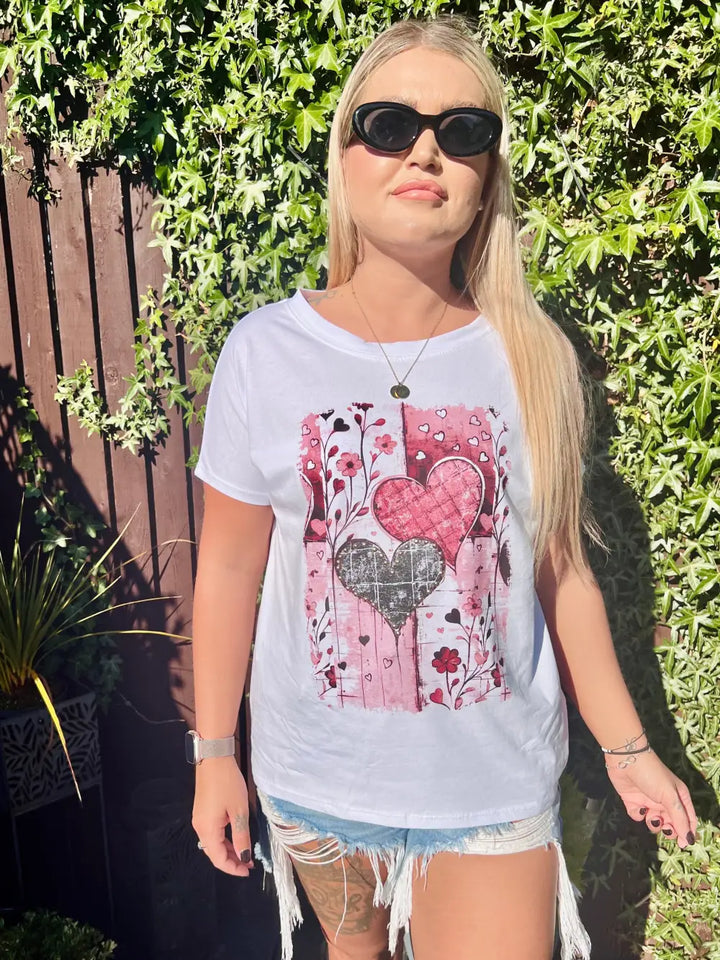 Heart Studded T Shirt PINK