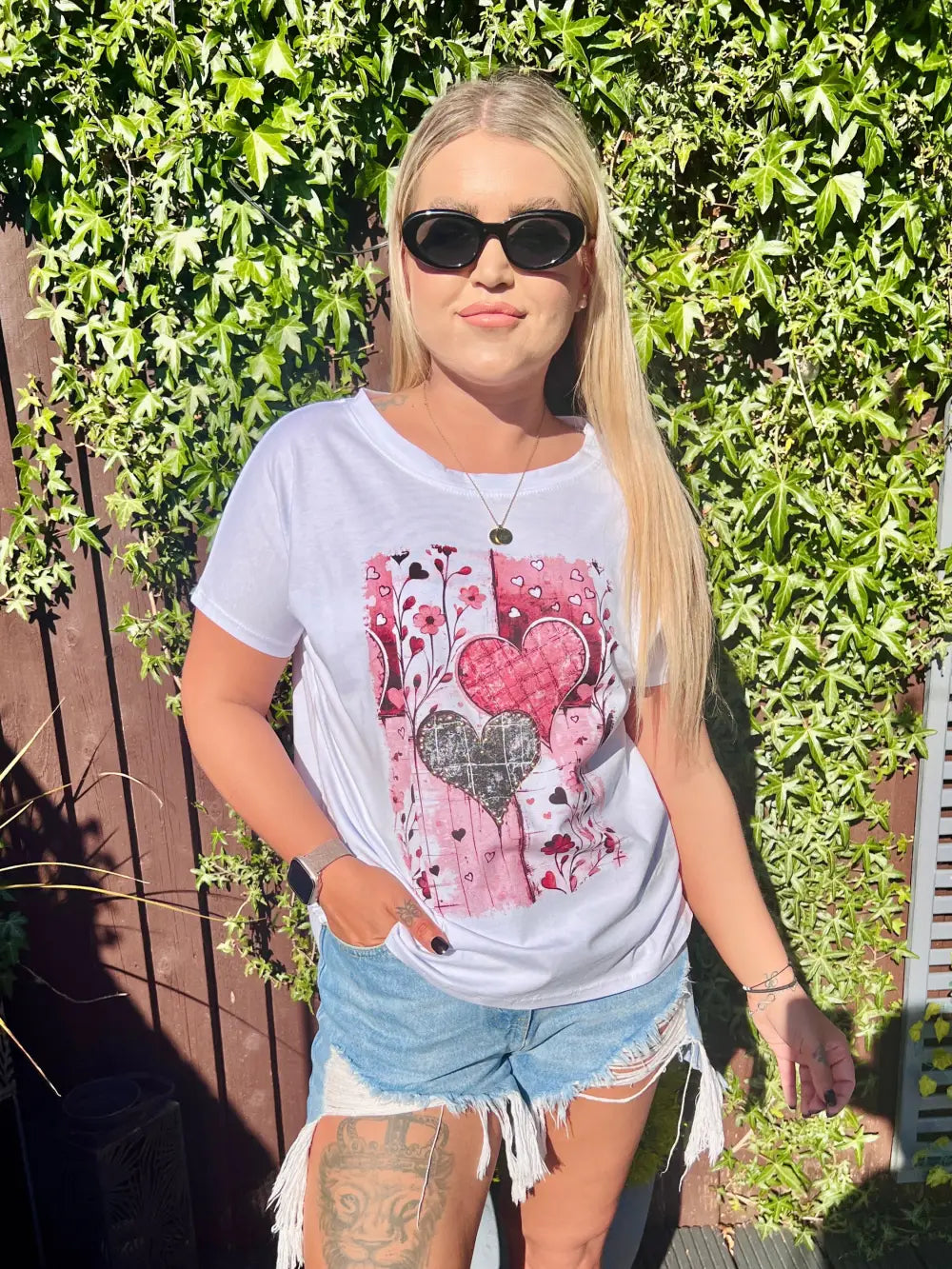 Heart Studded T Shirt PINK