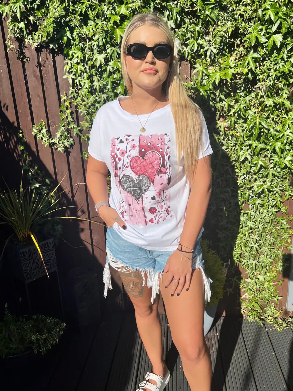 Heart Studded T Shirt PINK