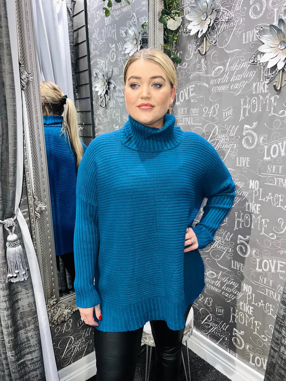 Imogen Ribbed Jumper TEAL - Knitwear