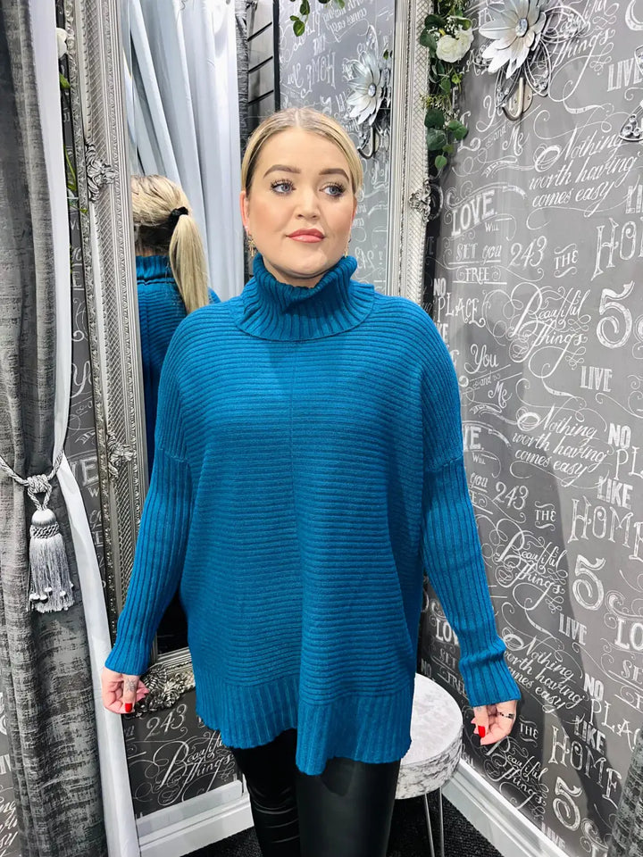 Imogen Ribbed Jumper TEAL - Knitwear