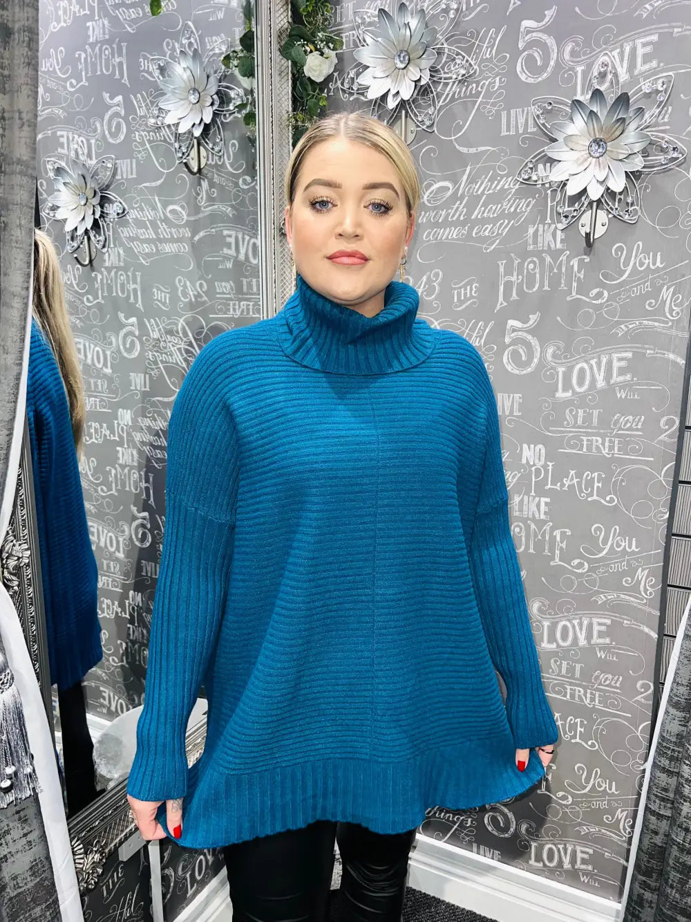 Imogen Ribbed Jumper TEAL - Knitwear