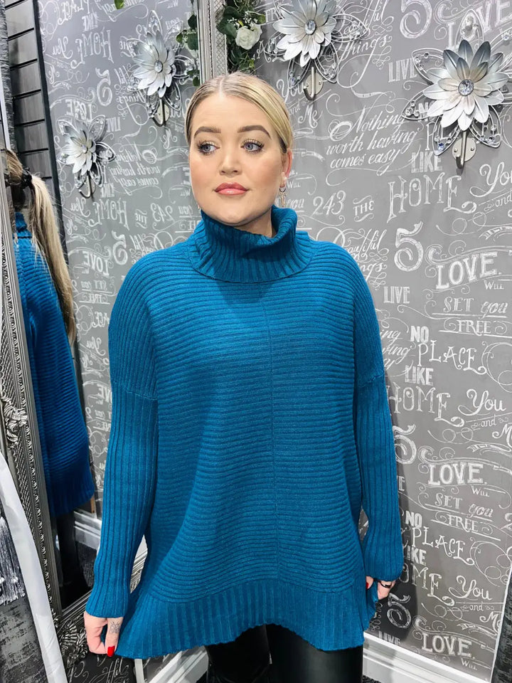 Imogen Ribbed Jumper TEAL - Knitwear