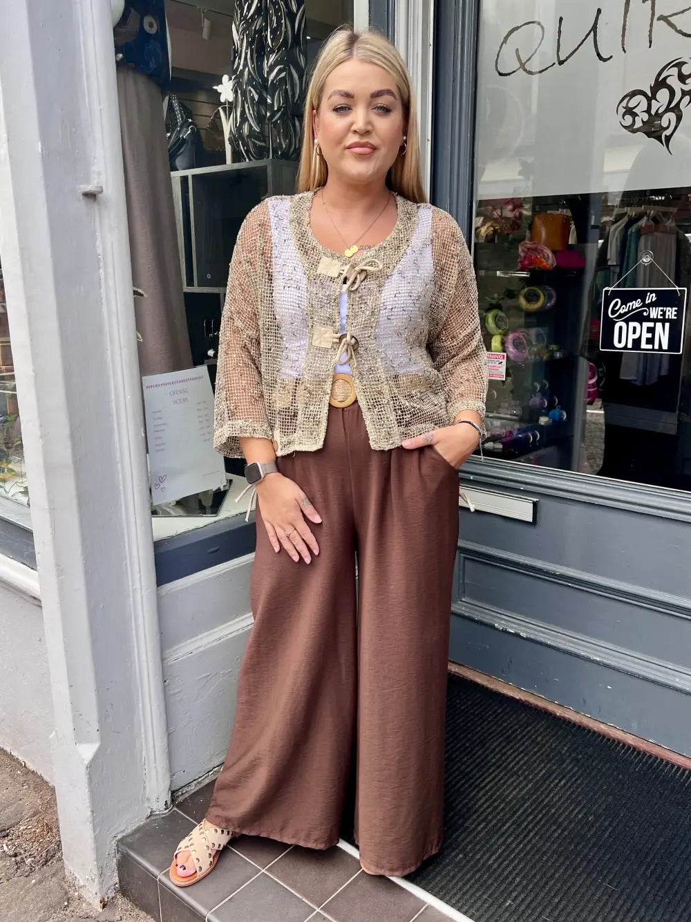 Isla Wide Leg Trousers With Belt CHOCOLATE