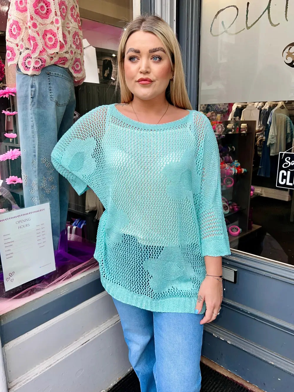 Jamela Flower Crochet Top MINT