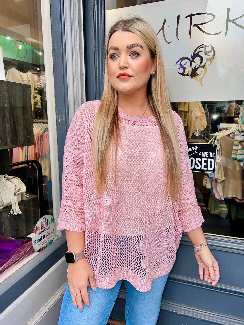 Jamela Flower Crochet Top PALE PINK