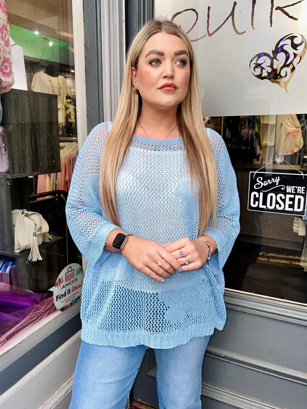 Jamela Flower Crochet Top SKYE BLUE