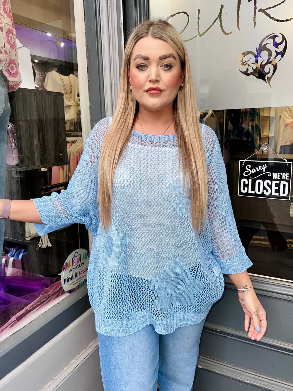 Jamela Flower Crochet Top SKYE BLUE