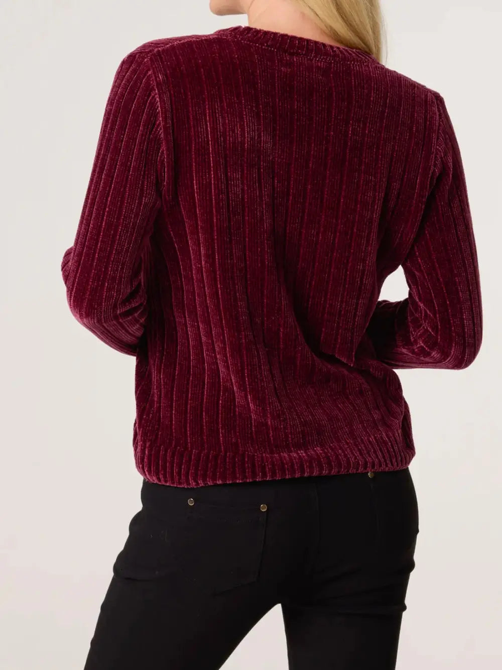 Janie Ribbed Chenille Jumper BURGUNDY