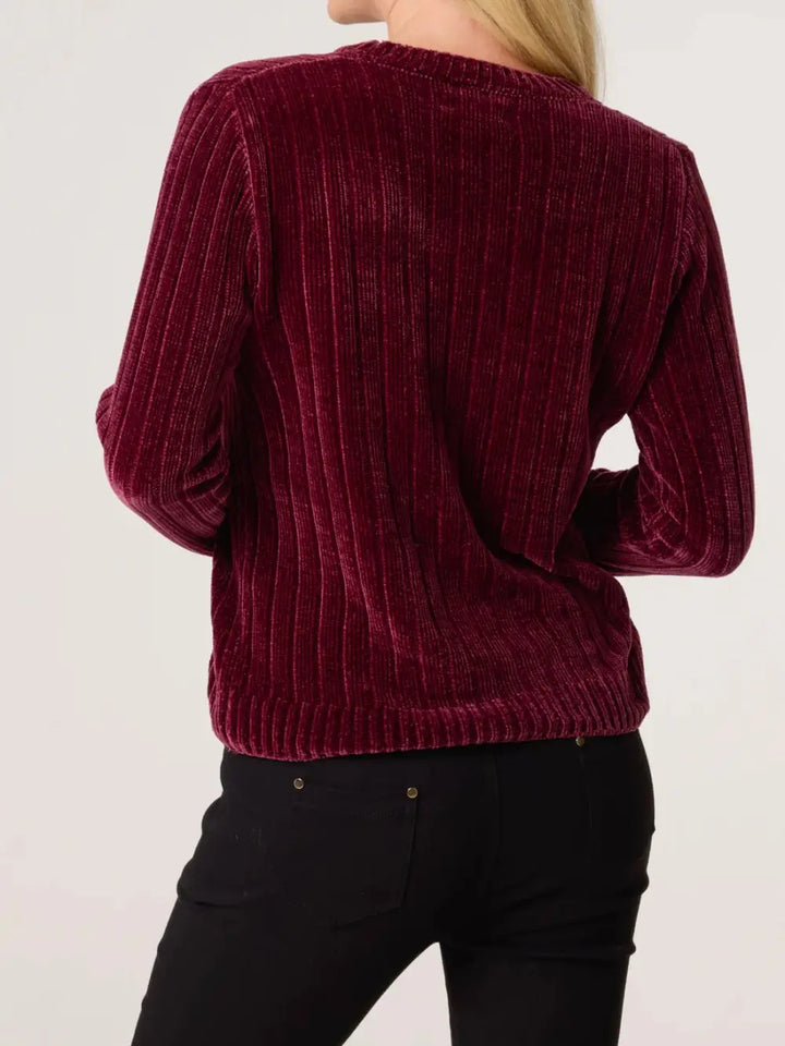 Janie Ribbed Chenille Jumper BURGUNDY