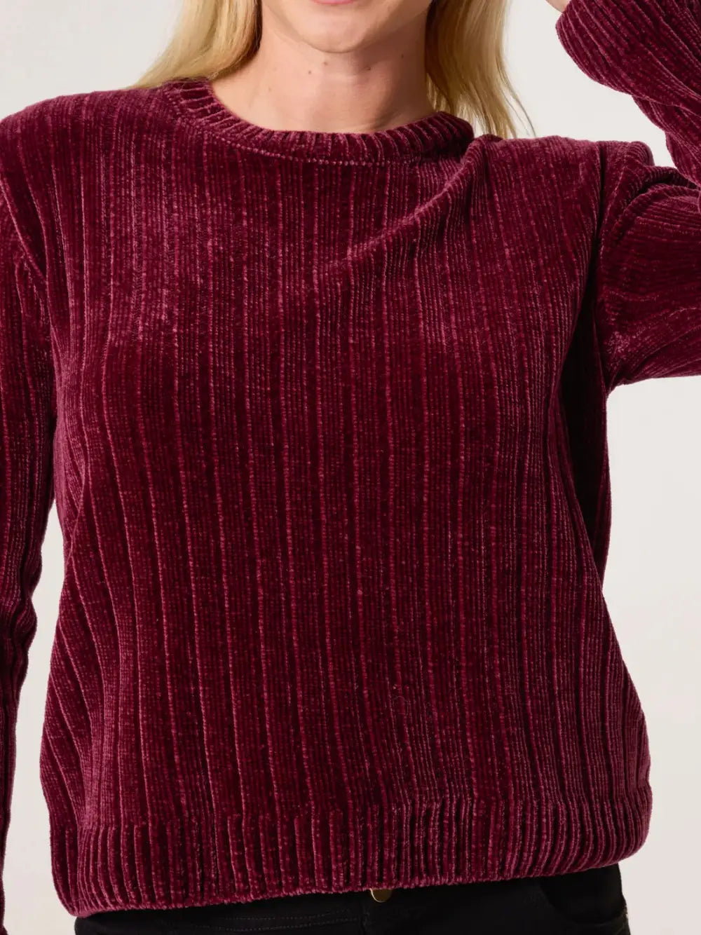 Janie Ribbed Chenille Jumper BURGUNDY S/M