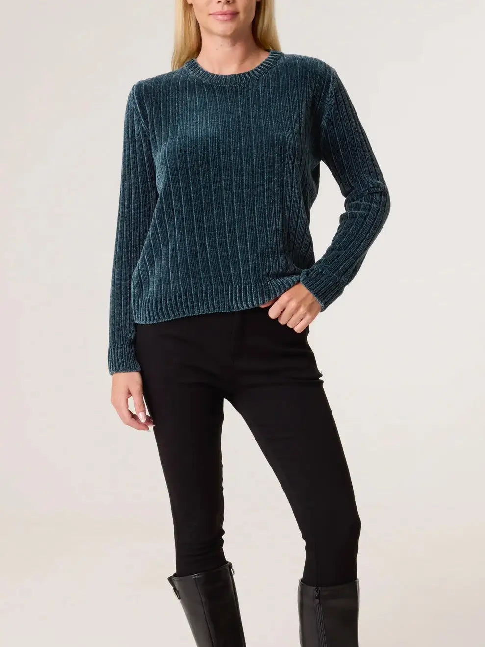 Janie Ribbed Chenille Jumper TEAL