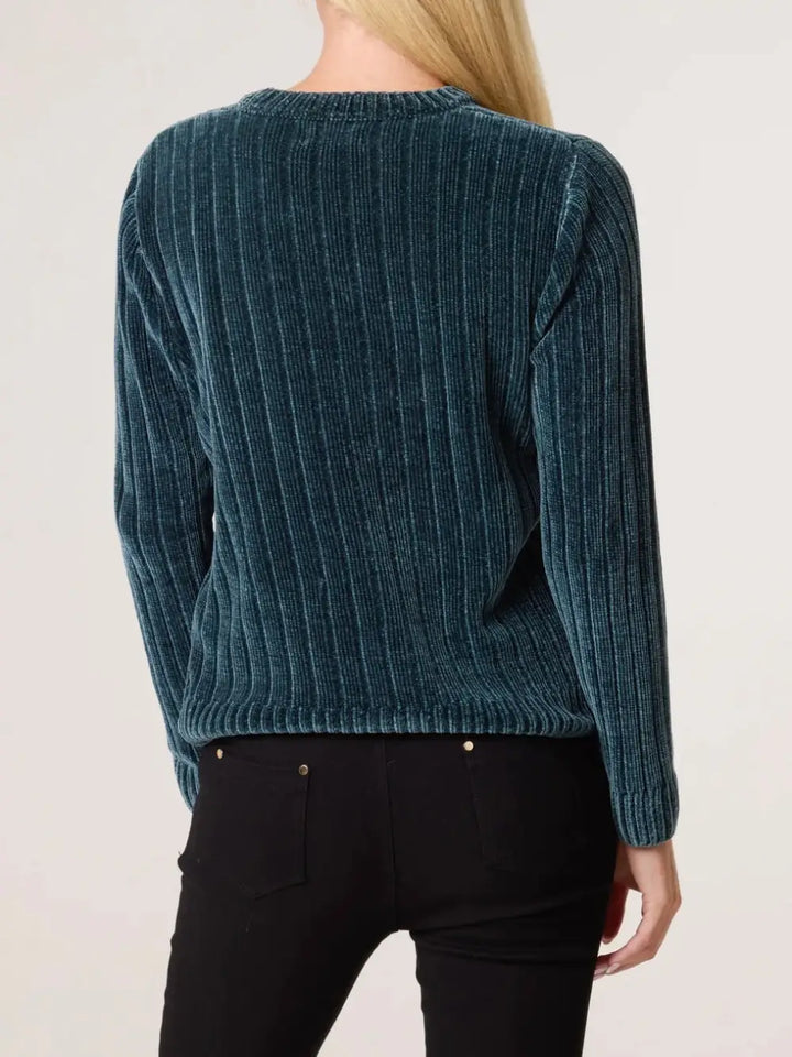 Janie Ribbed Chenille Jumper TEAL