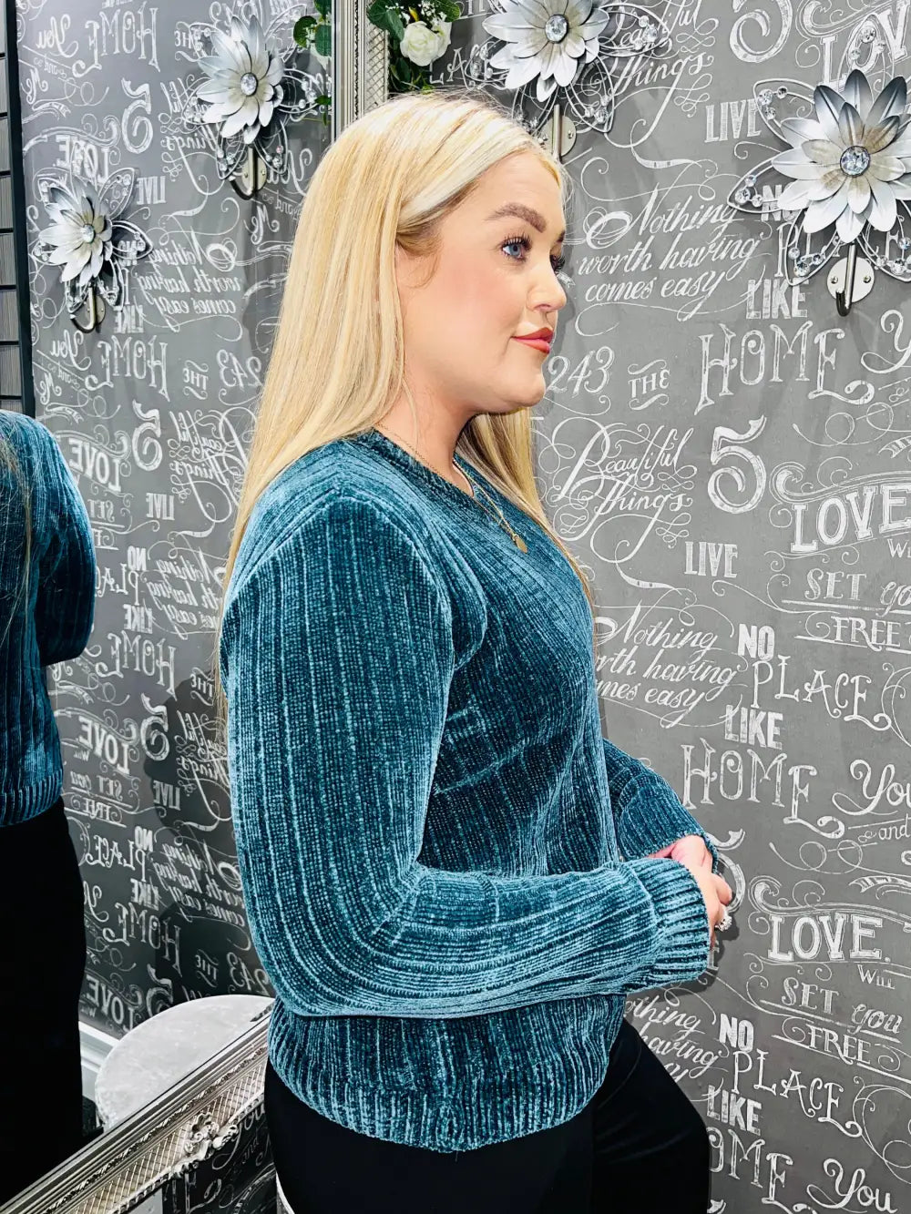 Janie Ribbed Chenille Jumper TEAL