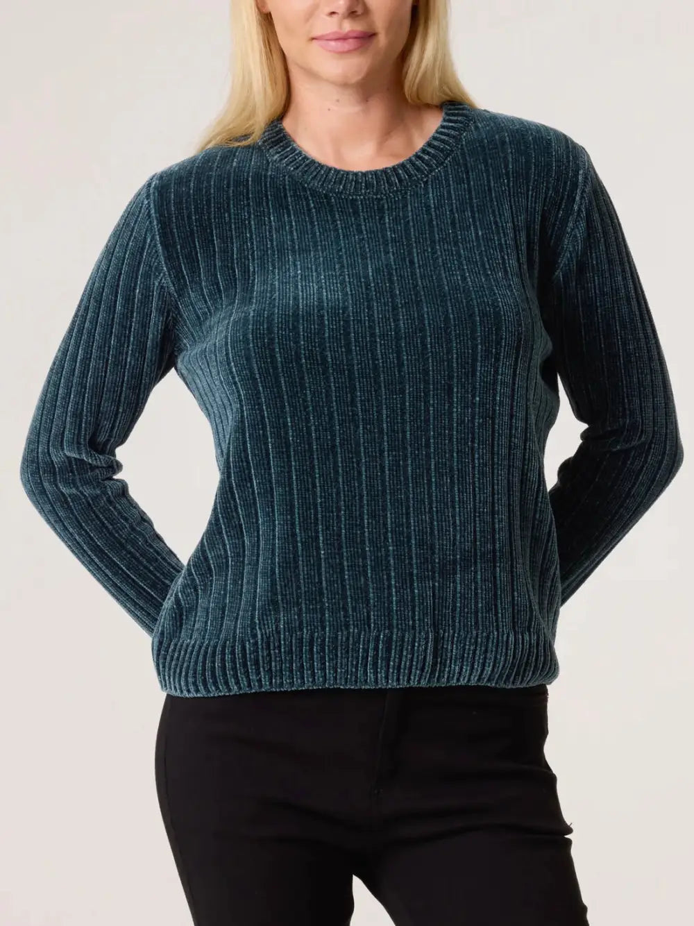 Janie Ribbed Chenille Jumper TEAL S/M