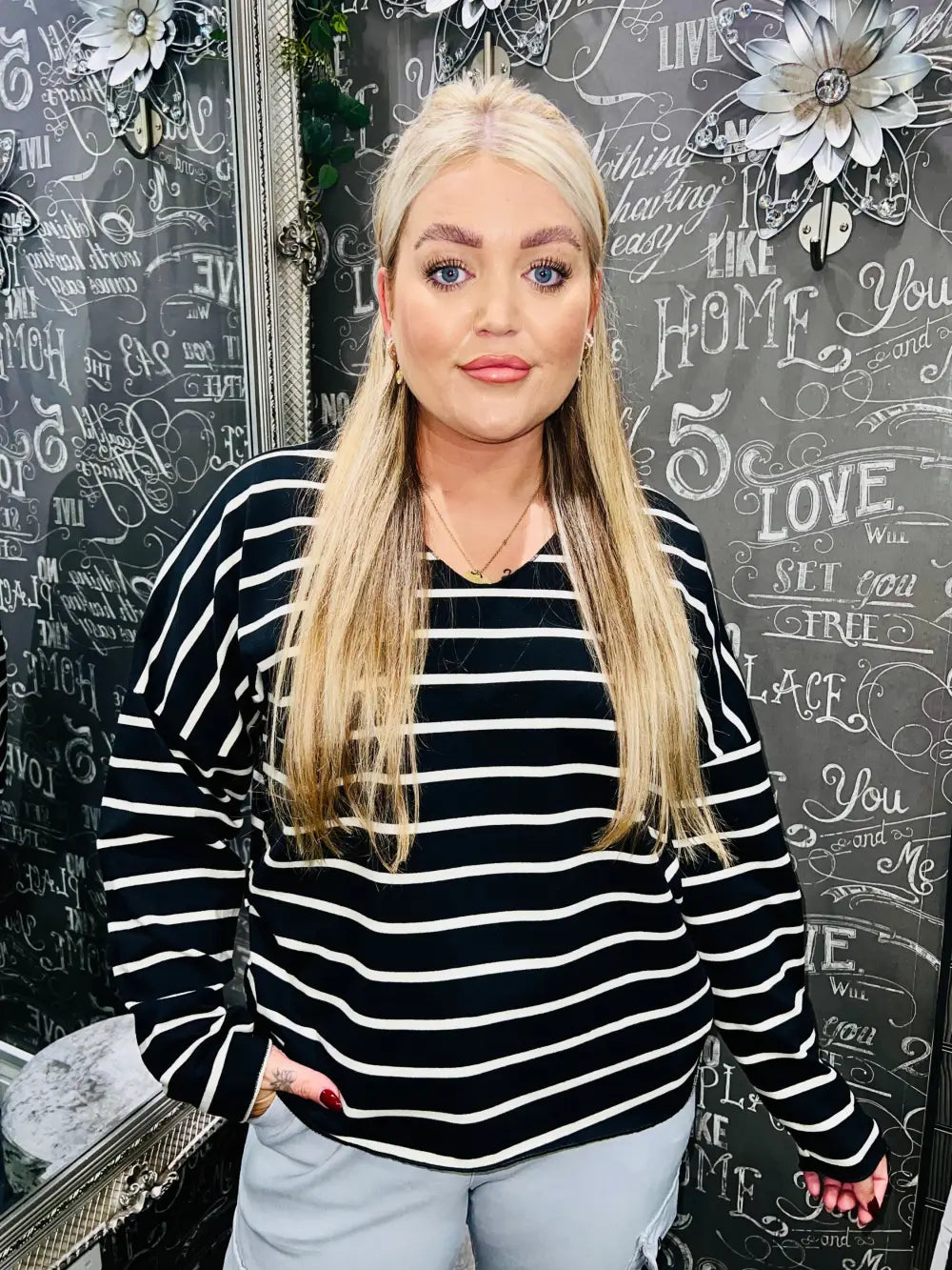 Jemma Striped Top BLACK