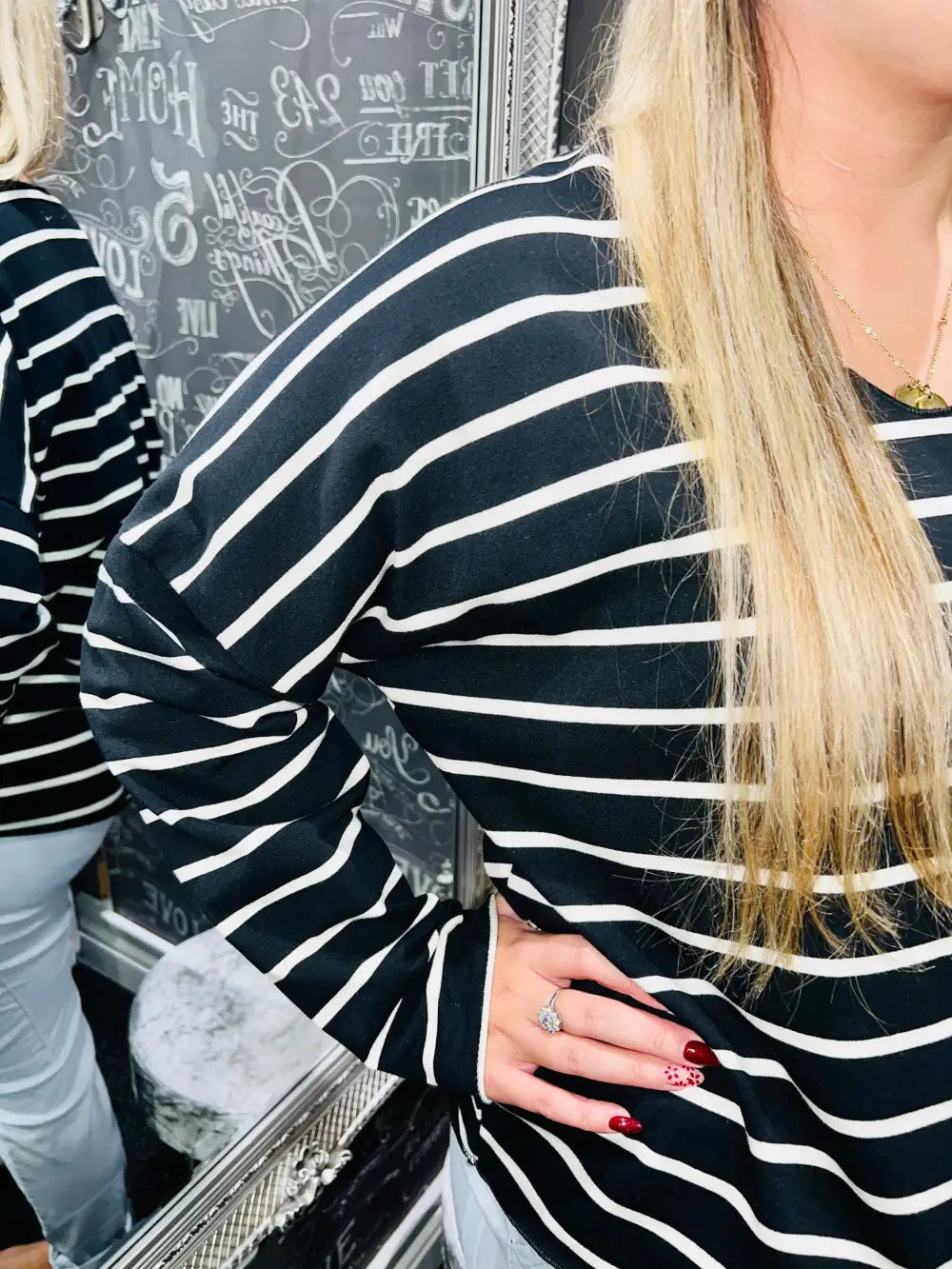 Jemma Striped Top BLACK
