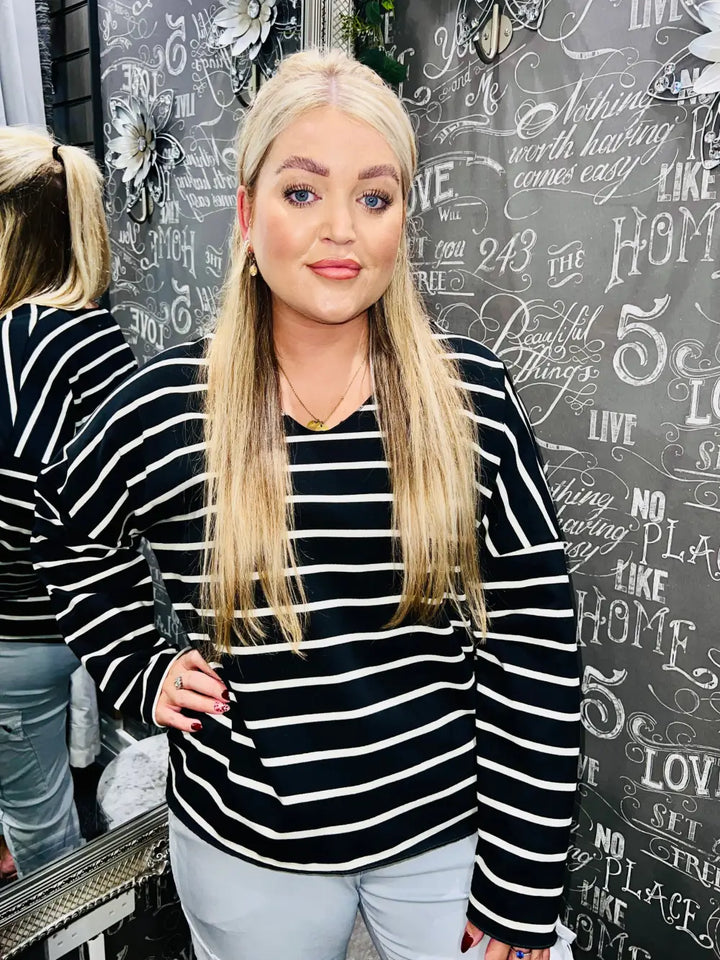 Jemma Striped Top BLACK