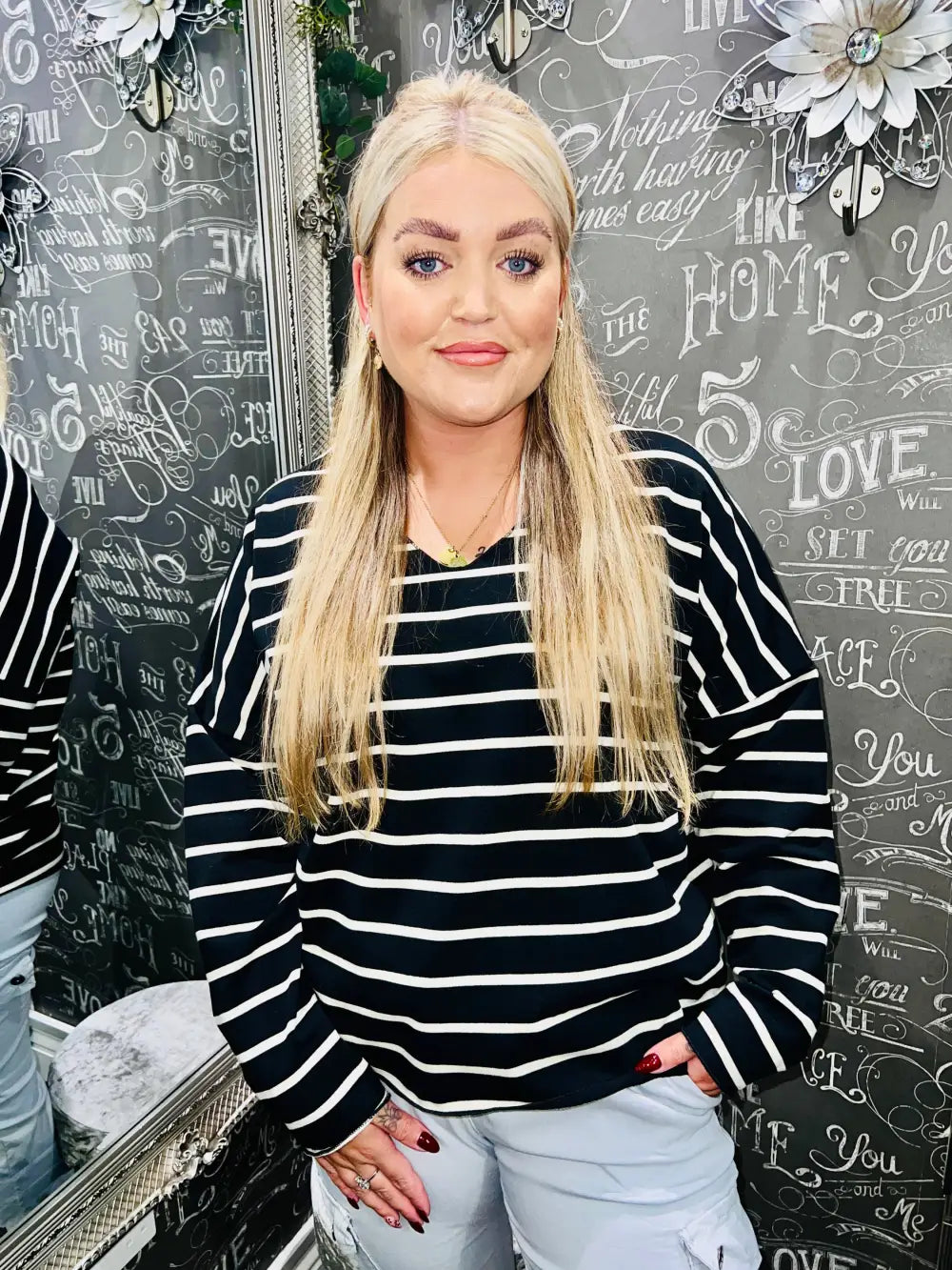 Jemma Striped Top BLACK