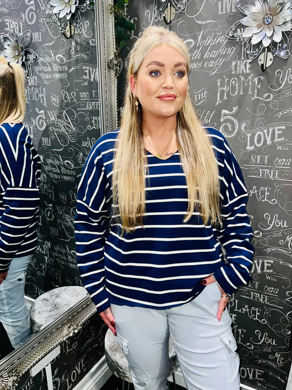 Jemma Striped Top NAVY