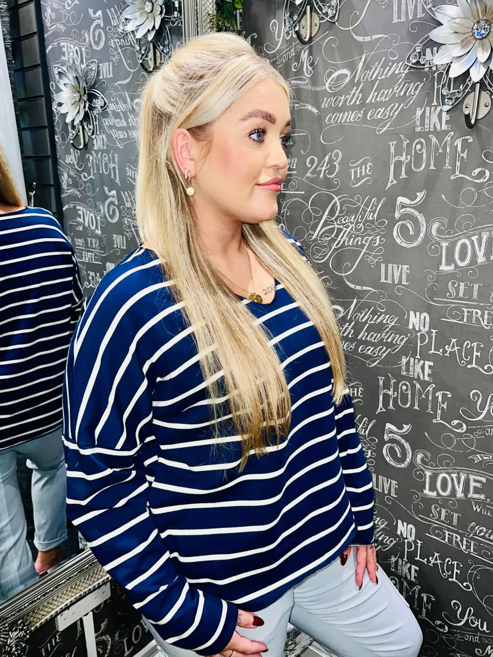 Jemma Striped Top NAVY