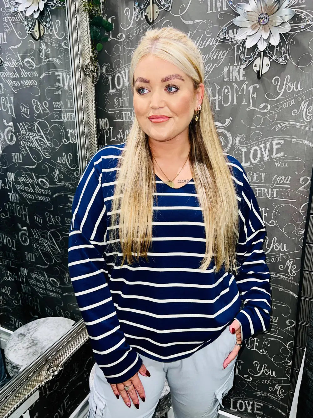 Jemma Striped Top NAVY