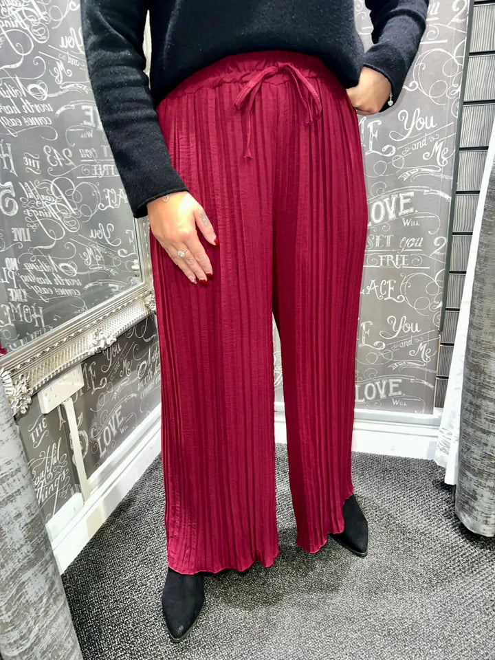 Jenna Pleated Trousers WINE - Trousers