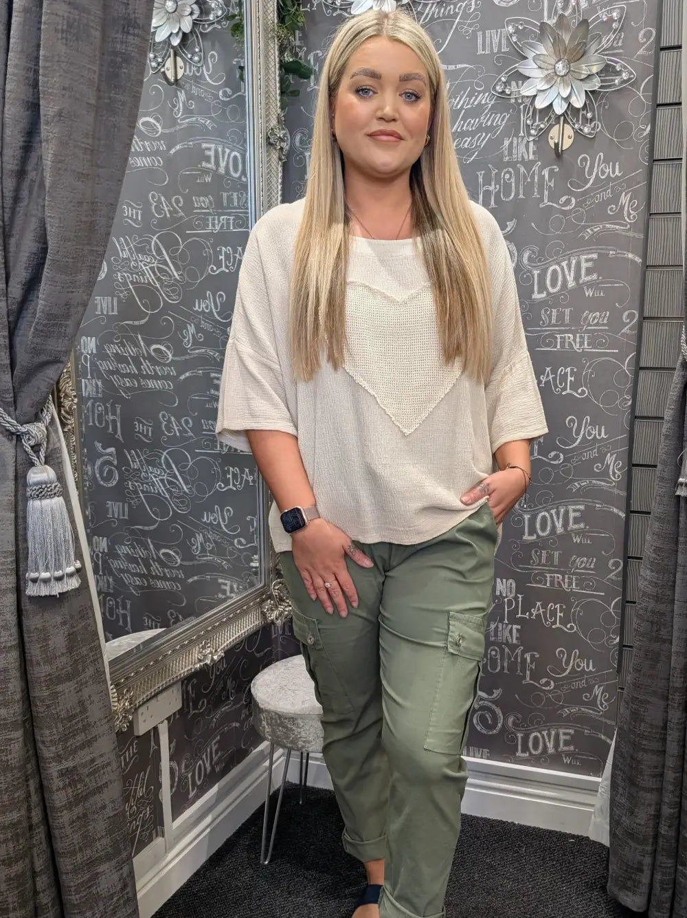 Jess Heart Top BEIGE