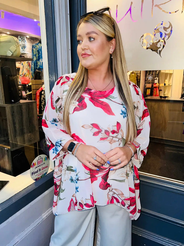 Jessica Floral Blouse RED