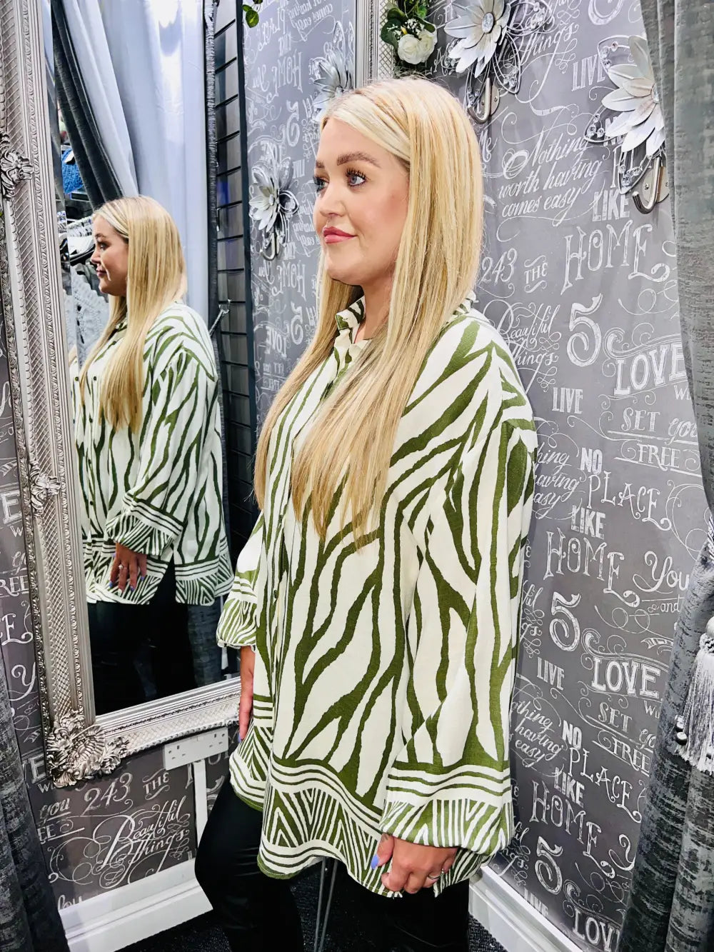 Jodi Zebra Print Shirt KHAKI