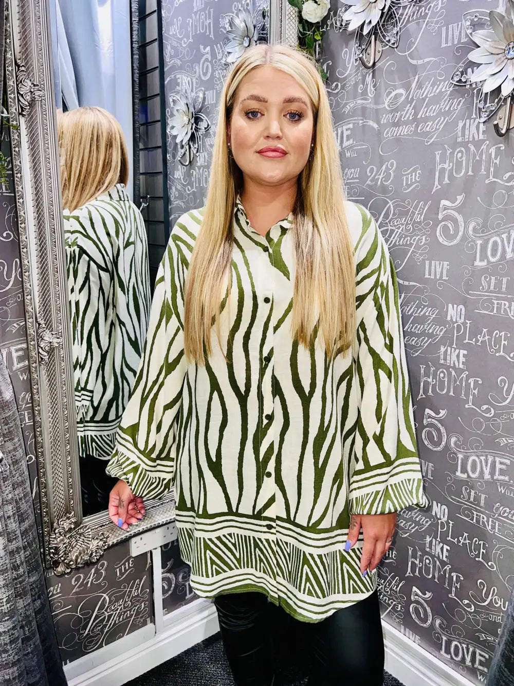 Jodi Zebra Print Shirt KHAKI