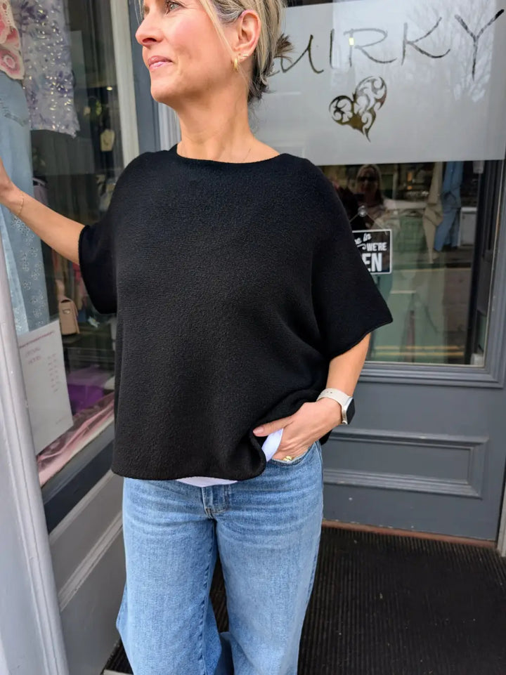 Karrie Short Sleeve Fine Knit BLACK