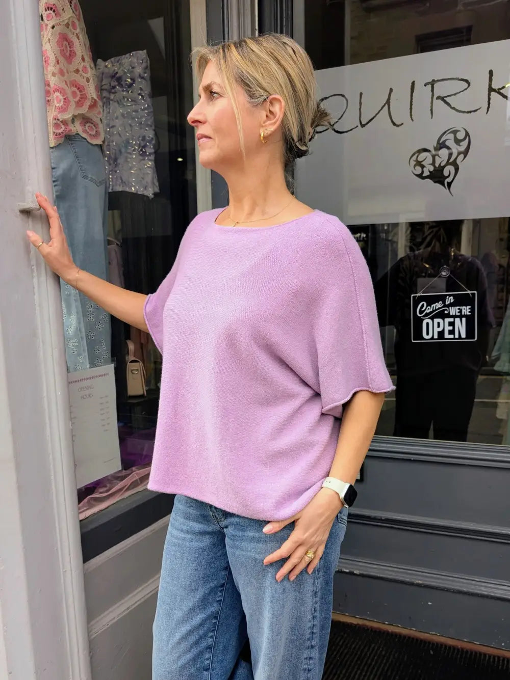 Karrie Short Sleeve Fine Knit LILAC