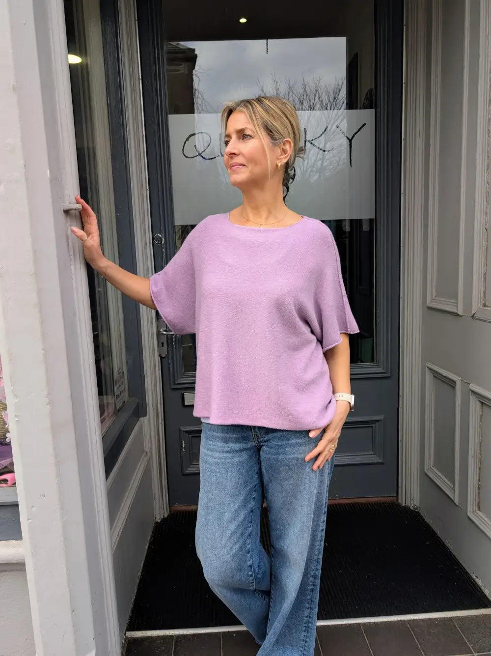Karrie Short Sleeve Fine Knit LILAC