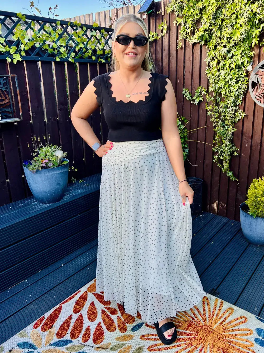 Sabrina Chiffon Polka Dot Skirt WHITE