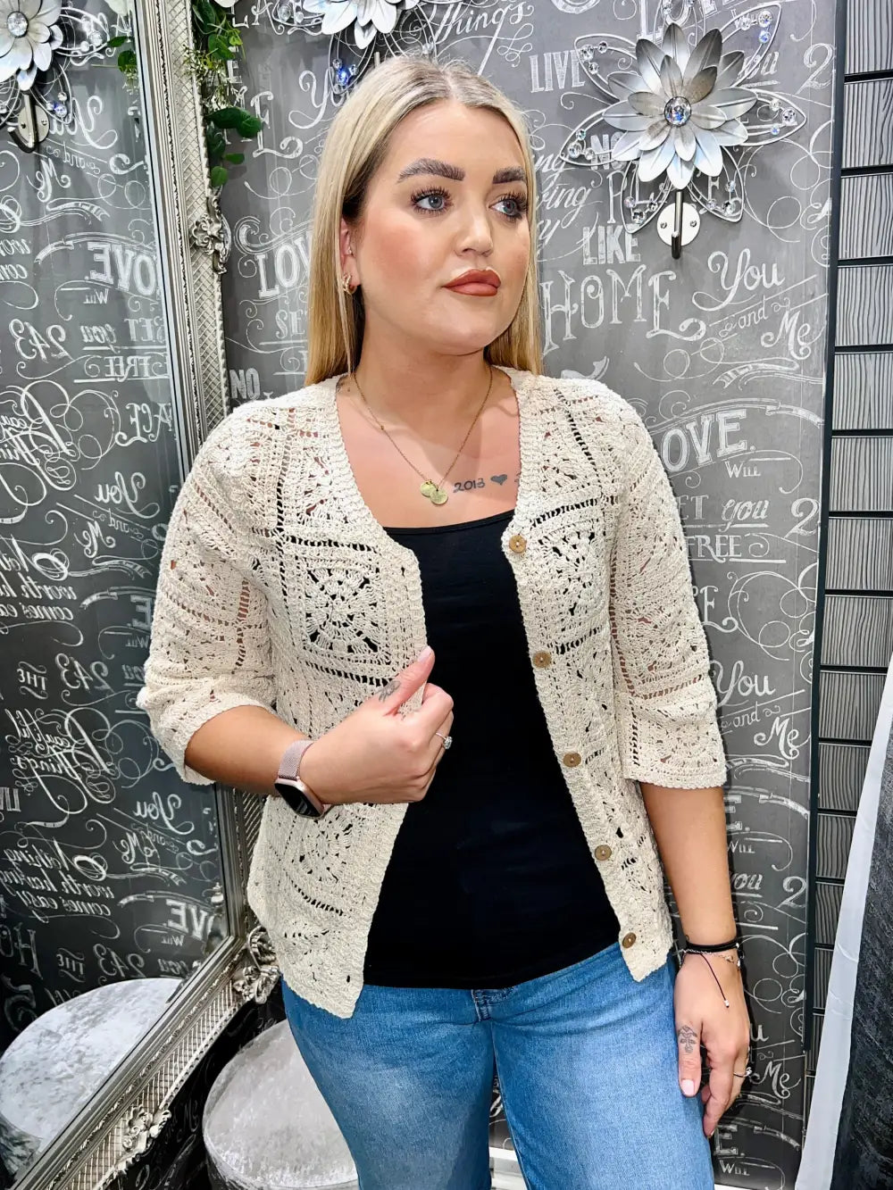 Katya Crochet Cardigan BEIGE