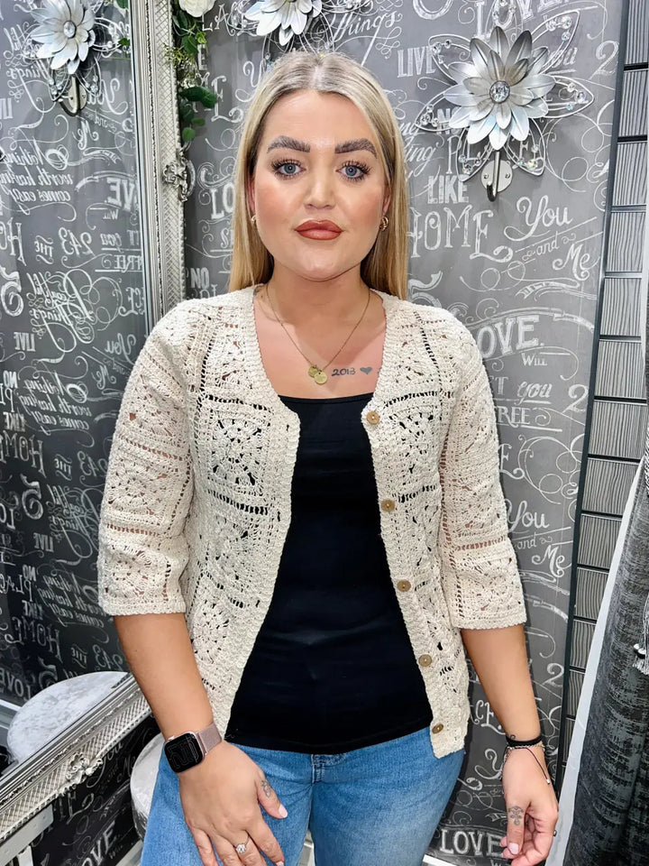 Katya Crochet Cardigan BEIGE