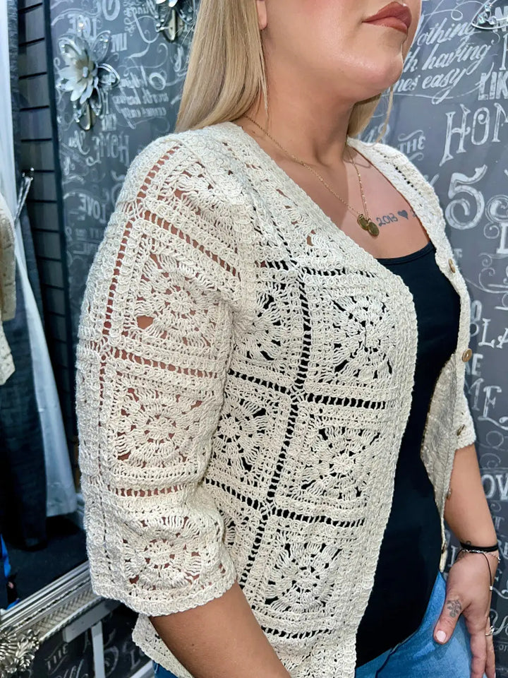 Katya Crochet Cardigan BEIGE