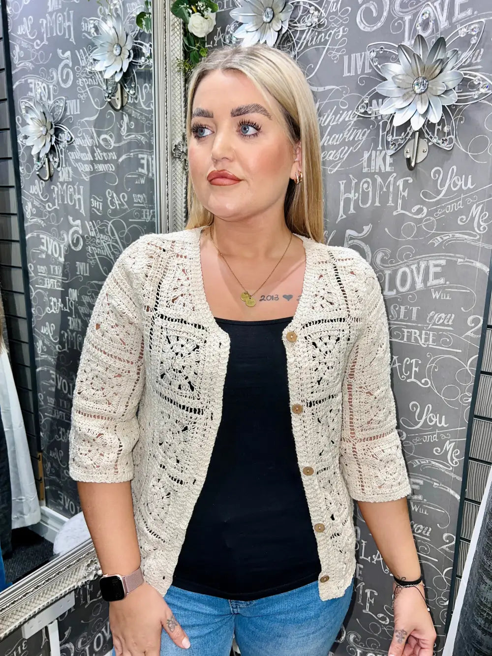 Katya Crochet Cardigan BEIGE