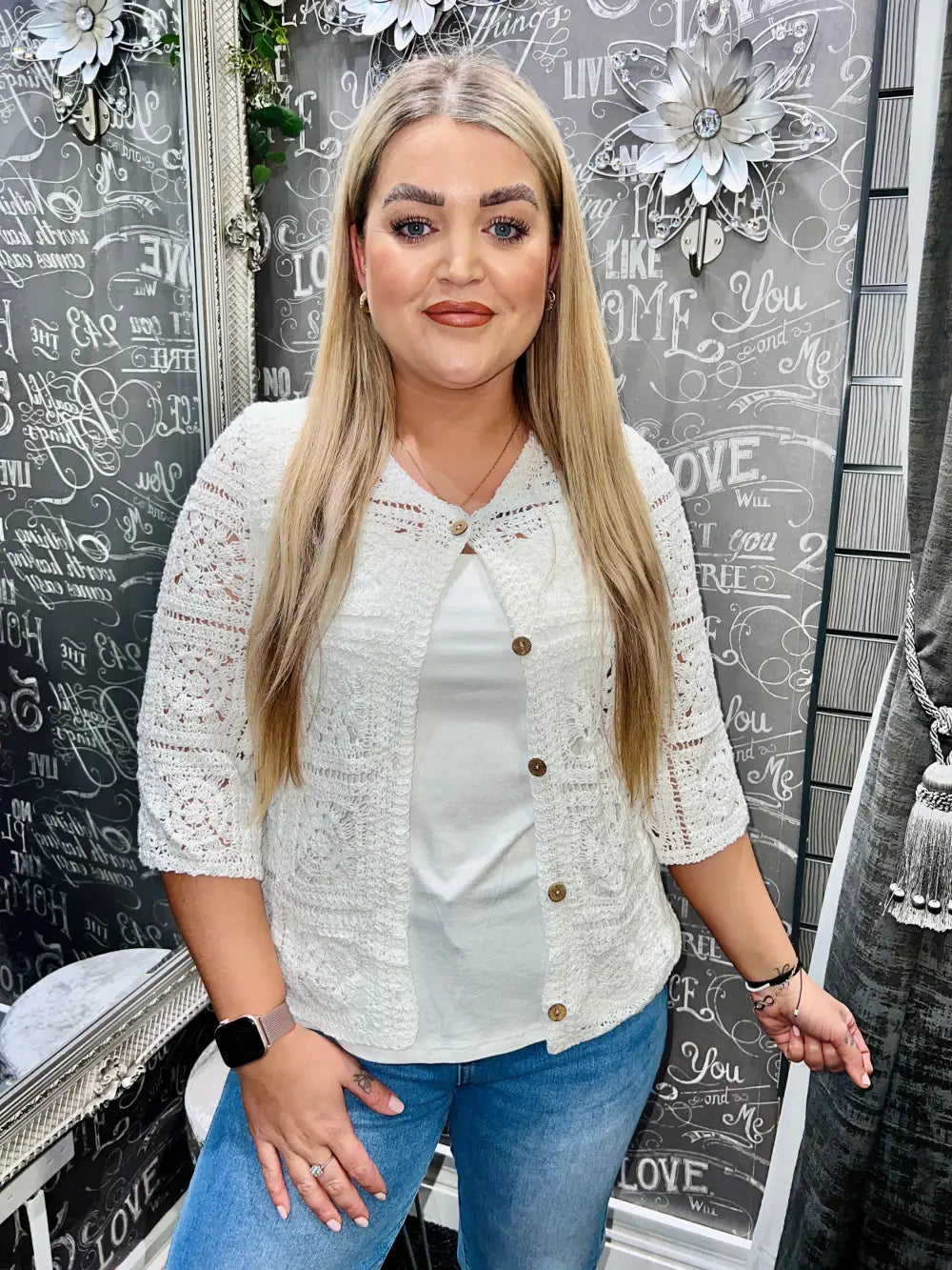 Katya Crochet Cardigan CREAM