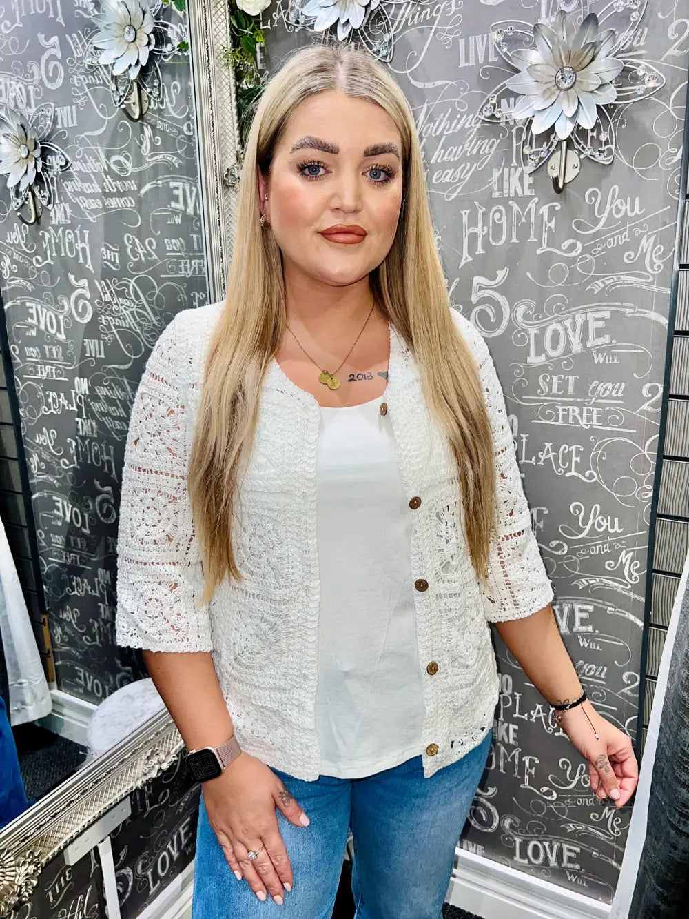 Katya Crochet Cardigan CREAM