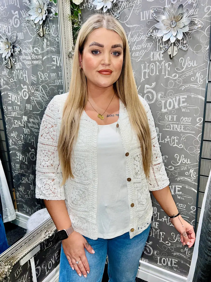 Katya Crochet Cardigan CREAM